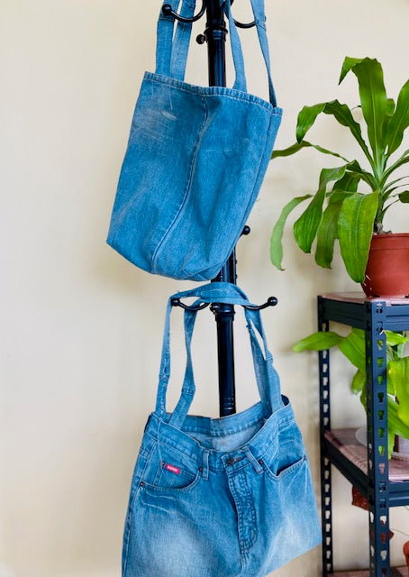 How to Upcycle Blue Jeans into A Denim Tote Bag - Inspired